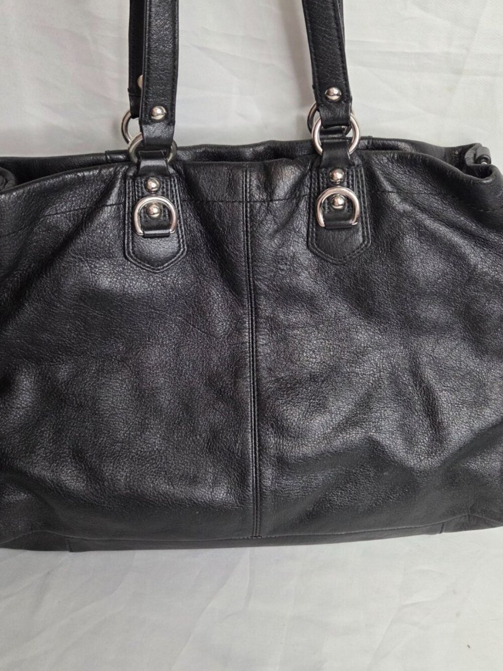 AUTHENTIC COACH ASHLEY LEATHER LARGE SATCHEL CARRYALL BAG PURSE F15513 BLACK - Picture 11 of 16